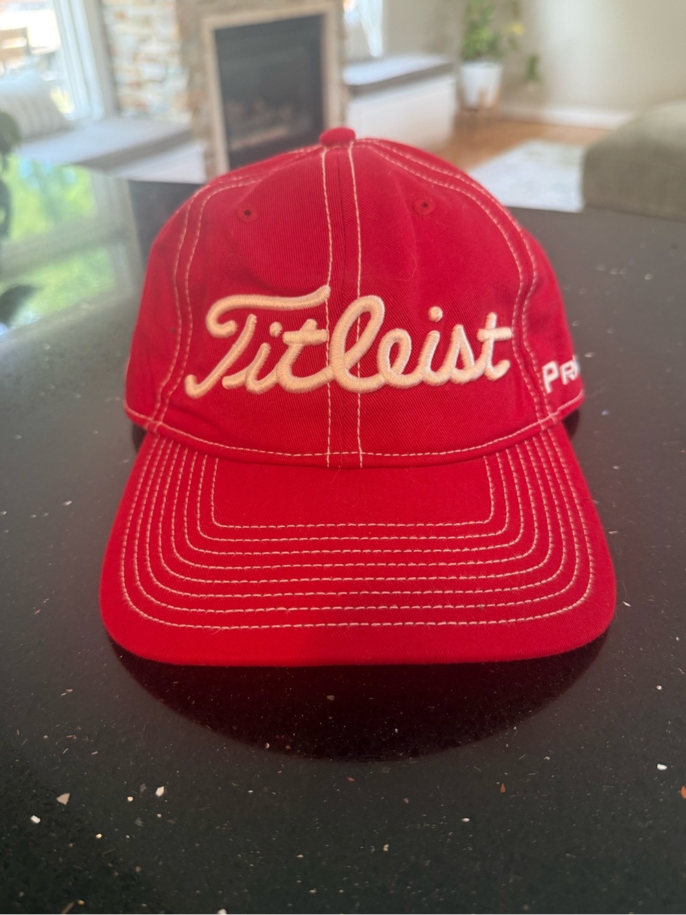 Titleist Red Baseball Cap with White Script Pro V1 Logo
